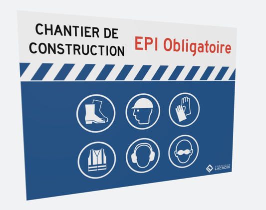 Enseigne de chantier personnalisable EPI – 24 x 18 po (Coroplast ou ACM) zakeke